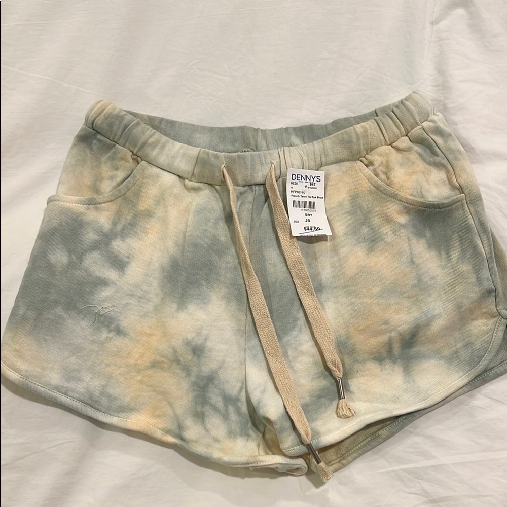 Tie-Dye Women's Shorts - Green and Tan